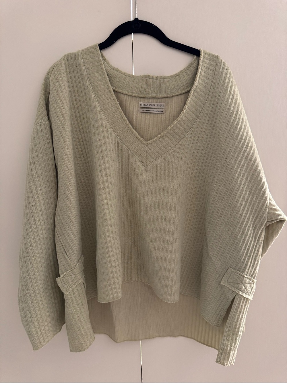 Urban Outfitters Light Sage Ribbed V-Neck Sweater